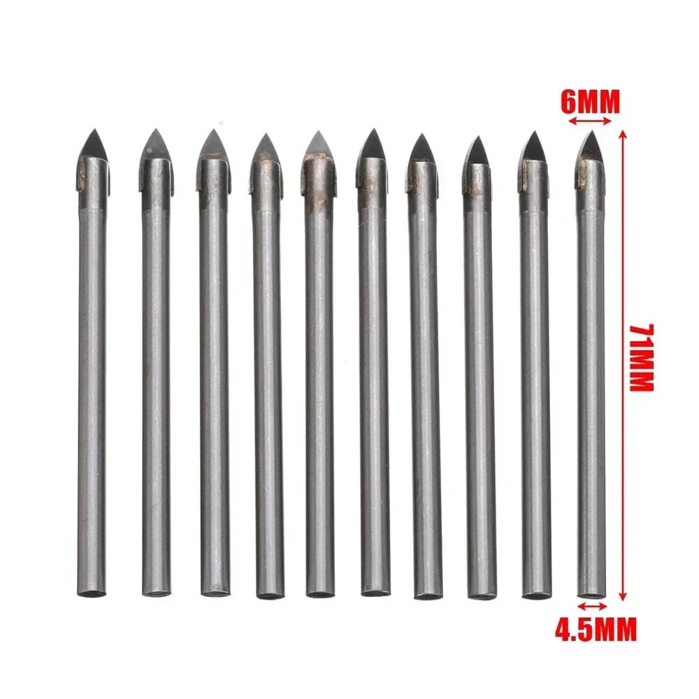 10pcs Glass Marble Porlain Spear Head ramic Tile Drill Bits Set Spade Drill Bit Set For ramic Wall Concrete Hole Opener