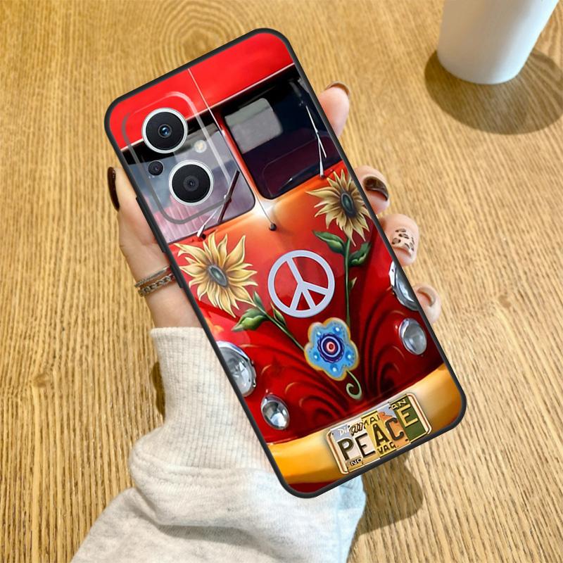 Hippie Peace Bus and Sunflower Funda For OPPO Reno 13 F 14F 12F 11F 8T 7 8 Lite 10 11 12 14 OPPO Find X5 X6 X8 X9 Pro Case