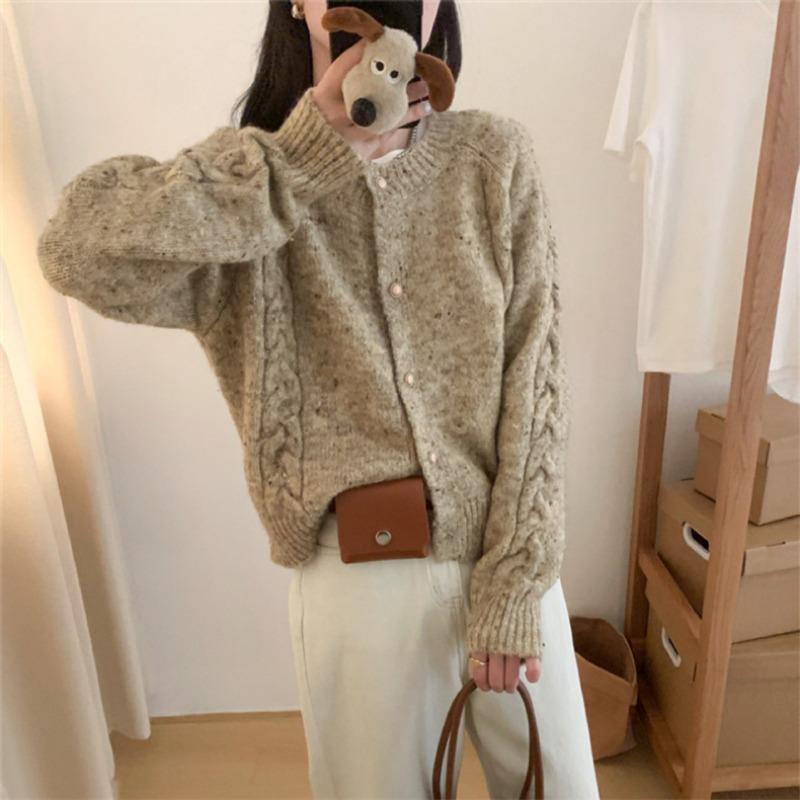 Осень и зима новый ретро твист мягкий восковой свитер куртка женский нежный ветер цветок нить вязаный кардиган топ