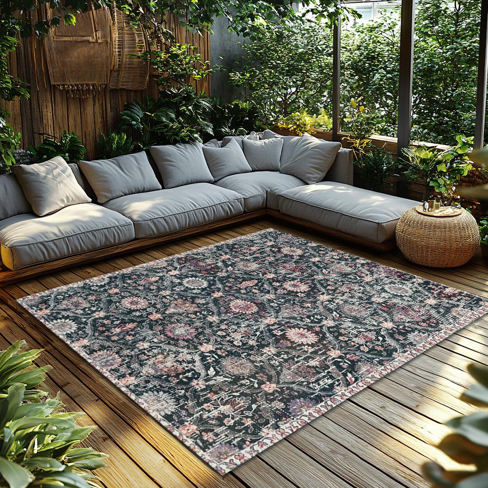 Темно-синий ковер в богемном стиле с цветочным узором, фиолетово-розовый узор, нескользящий ковер, уютный коврик для гостиной для домашнего декора