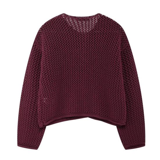 Женский свитер с круглым вырезом, длинный рукав, однобортный трикотажный свитер с карманами, однотонный кардиган