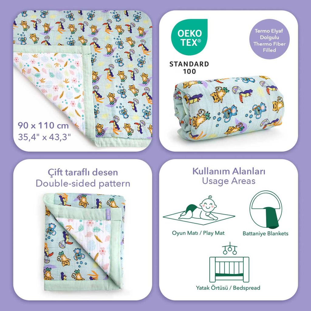 Одеяло из муслина Milk&Moo с фибровым наполнителем Jungle Friends