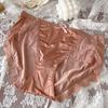 Женские трусы из атласа, бесшовные, из ледяного шелка, дышащее сексуальное нижнее белье большого размера со средней талией