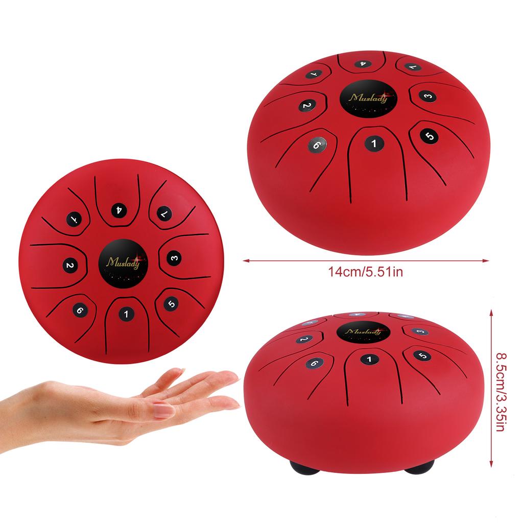 Muslady 5.5inch Mini 8-Tone Steel Tongue Drum C Key Percussion Instrument Hand Pan Drum with Drum