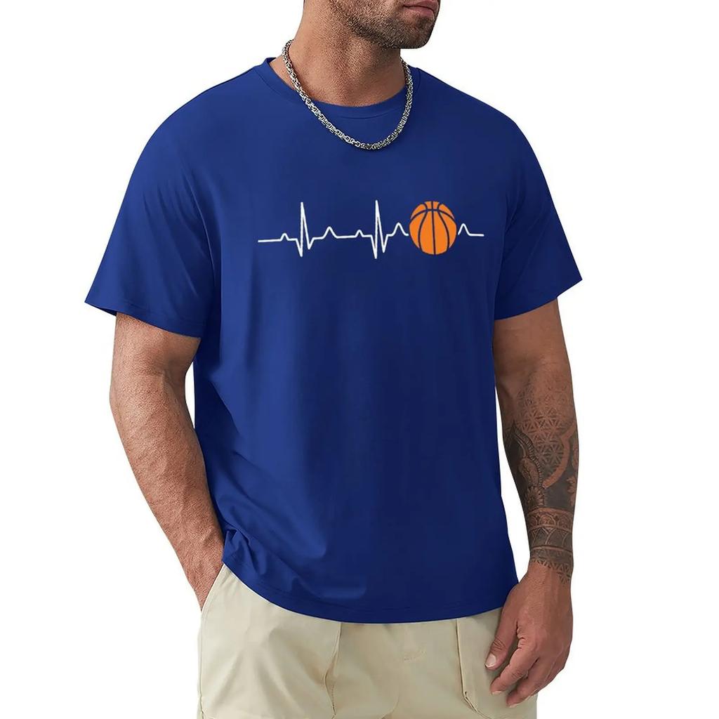 Футболка с надписью «Basketball Heartbeat» Футболка с коротким рукавом Harajuku из 100% хлопка с графикой Футболка с топами
