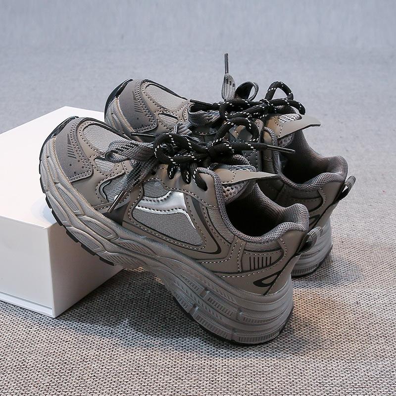 Children's Dad Shoes Shoes Leather Surface Waterproof 25 Spring and Autumn New Non-slip Classmates Boys and Girls Sports Shoes Dad Shoes