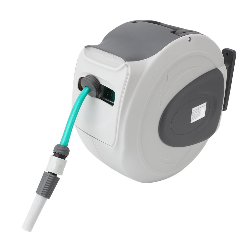 Retractable Garden Hose Reel 65.6ft 1/2inch Hose Any Length Lock Auto Rewind Swivel Bracket Wall