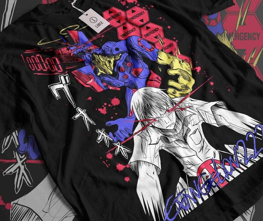 Anime Shirt Neon Genesis Evangelion Eva Unit 01 Japanese Black T-shirt All Size