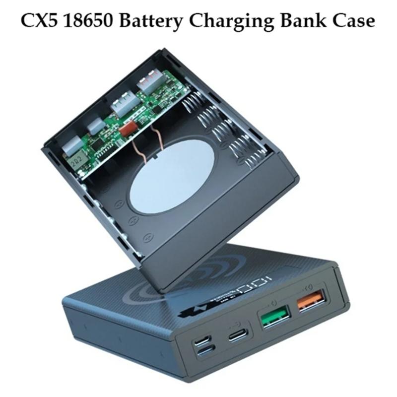 Чехол CX5 Power Bank Съемный DIY 5x18650 Чехол для зарядного устройства Быстрая зарядка Power Bank Box для смартфона Чехол для зарядного устройства «сделай сам»