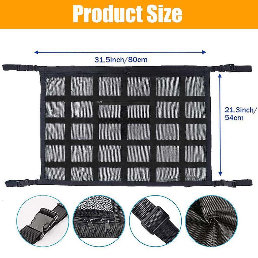 Car Roof Storage Net Pocket Car Roof Net Pocket Strong Load-Bearing Large Capacity Luggage Suspension Net Car Storage