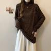 Women Turtleneck Leopard Print Long Sleeve Top Soft Stretchy Loose Casual Layering Shirt