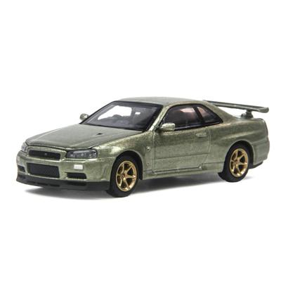 PAUDI MODEL Масштабная литая модель автомобиля R34 Skyline 2000 Nissan V Spec II 1/64 GT-R (зеленый)