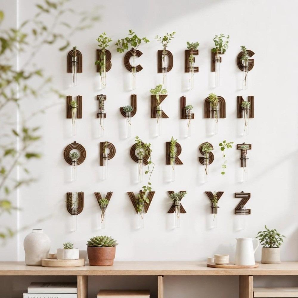 Home Ornaments Hydroponic Planter Shelf A-Z Alphabet Wall Decoration Planter Holder Plant Lover