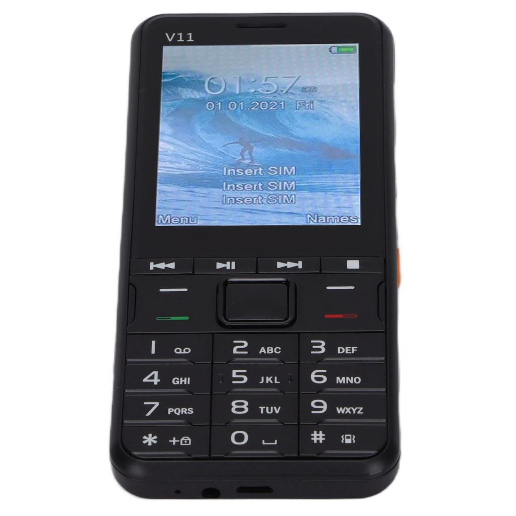 V11 Кнопка 2.8 дюймов Экран 32 МБ+32 МБ 2G GSM 3 SIM карты 3 резервных телефона (черный )
