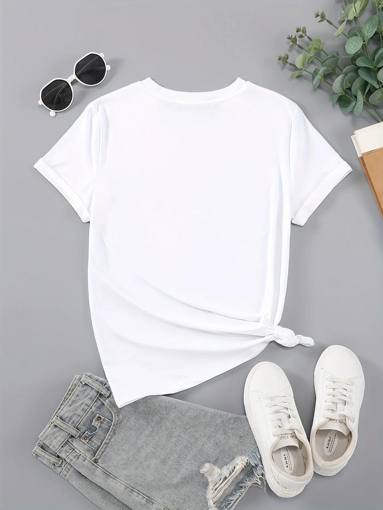 New York Print Crew Neck T-shirt Casual Short Sleeve Top For Spring & Summer Women's Clothing Hop Casual Female Clothing