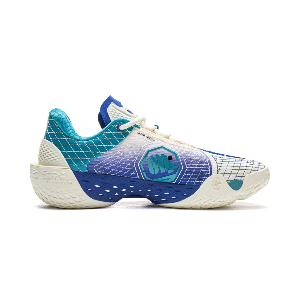 Li-Ning Легкие амортизирующие низкие мужские баскетбольные кроссовки Бело-синие ABFW003-2