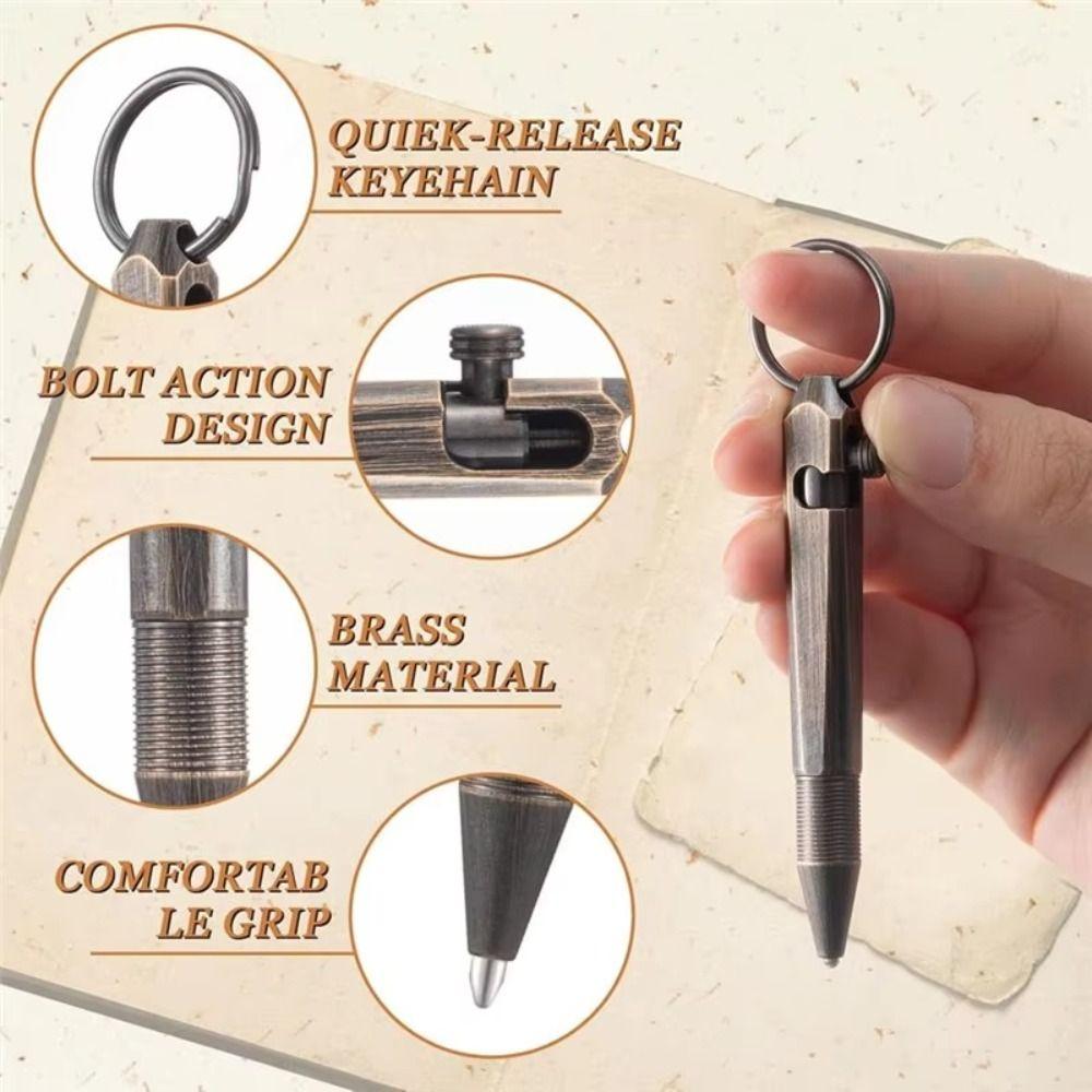 All-Metal Mini Brass Pen Easy Carry Neutral Ballpoint Pen Travel Pocket Pen Writing Instruments