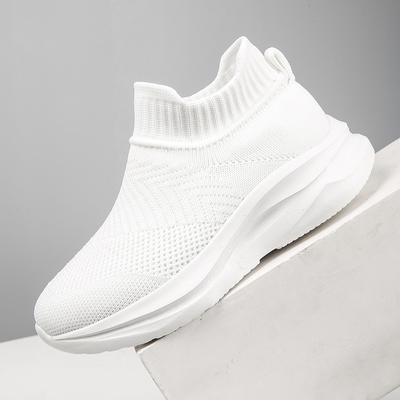 Женские высокие носки, спортивная обувь, однотонные трикотажные рукава, дышащая обувь для ходьбы на открытом воздухе.