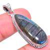 Natural Labradorite Gemstone 925 Solid Sterling Silver Gift Pendant 1.77" Q4A20