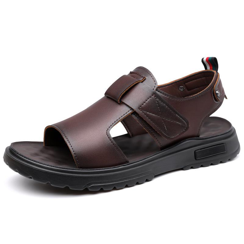Men's Sandals Fashion Business Leather Sandals Non Slip Platform Sandals for Men 2025Summer Casual Beach Shoes Sandalias Hombre