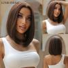 Short Brown Bob Synthetic Wigs Middle Parted Straight Brown Wigs for Women Daily Cosplay Heat Resistant Fake Hair