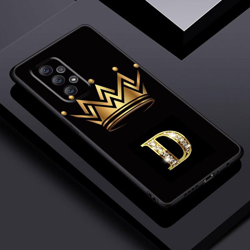 Golden Crown Letters Phone Case For Samsung Galaxy A21 A30 A50 A52 S A13 A22 A32 A33 A53 A73 5G A11 A12 A31 A51 A70 A71 A72