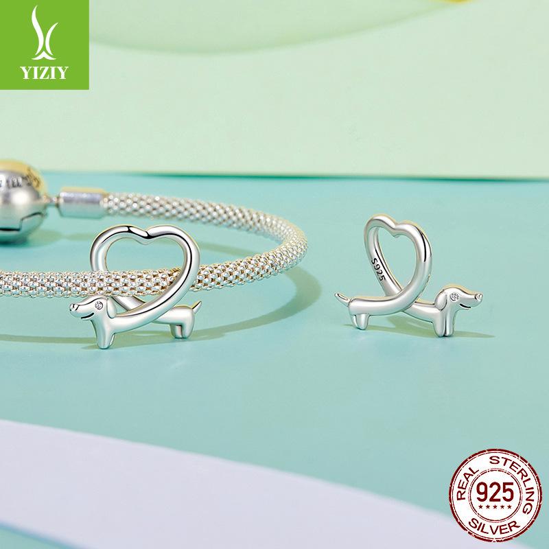 Love Dachshund String Beads S925 Silver Children'S Fun Creative Diy Bracelet Accessories