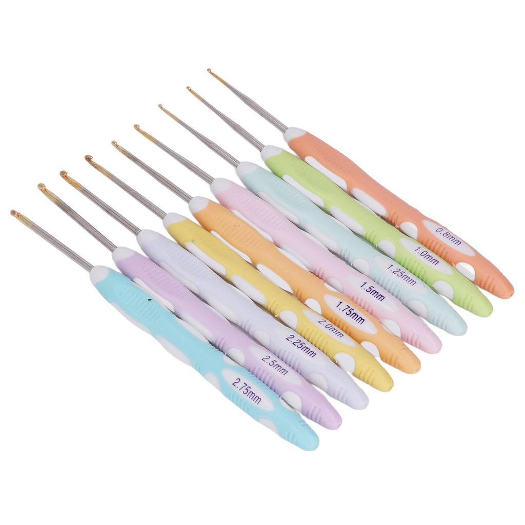 9pcs Aluminum Crochet Hooks Professional Portable Ergonomic Crochet Needles for Knitting Craft Yarn