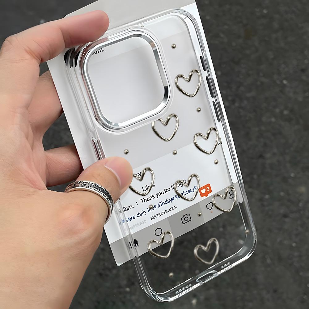 Модный Изысканный Чехол для Телефона с Бантиками и Сердечками для IPhone 17 Air 16 Pro Max 15 Pro 14 13 12 11 Прозрачный Защитный Чехол-Оболочка
