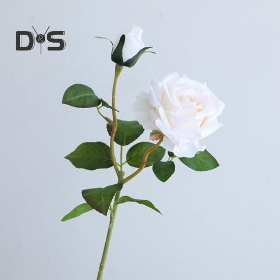 Искусственная роза со стеблем 2 головки Не увядает без полива Реквизит для свадебных фото Реалистичные многоразовые ветки искусственных цветов Товары для украшения дома