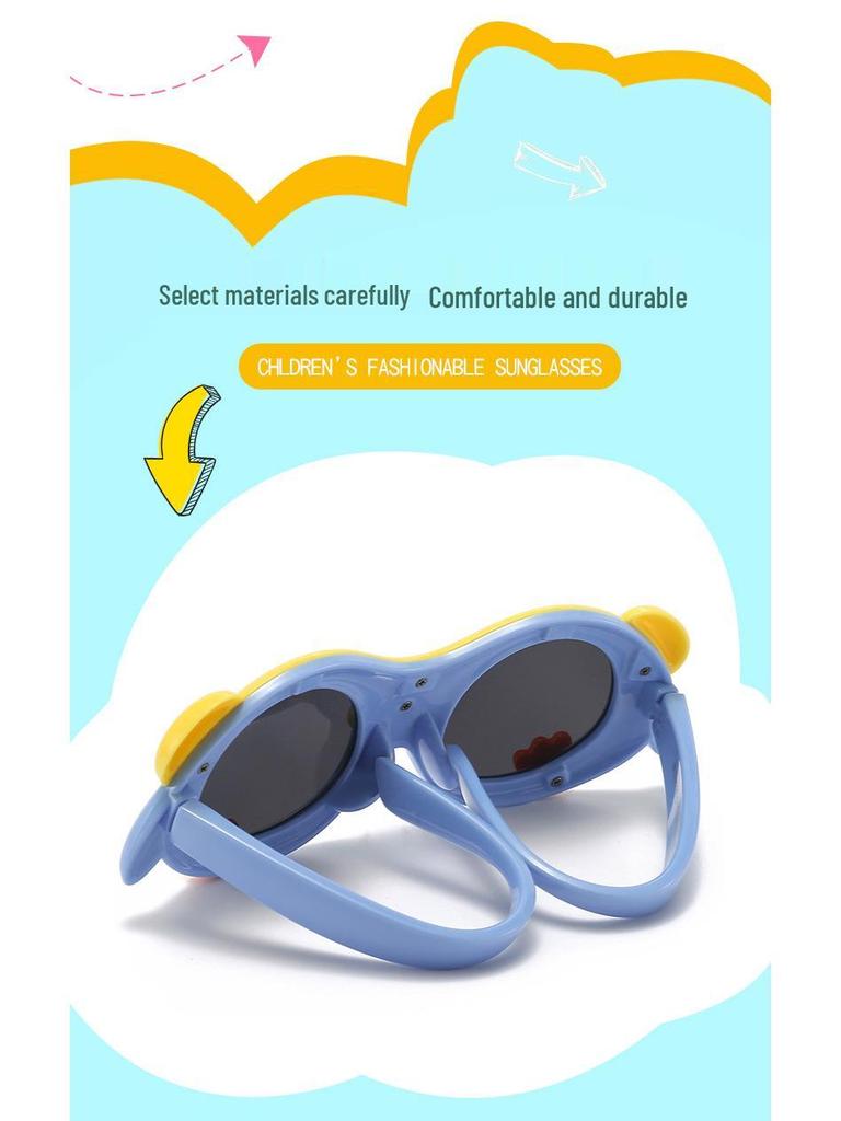 Polarized Cartoon Sunglasses for Kids - Soft Silicone, Childlike Design, Anti-UV Protection for Boys and Girls.