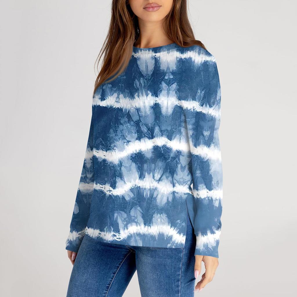 Женский повседневный модный однотонный свитер с круглым вырезом и длинными рукавами