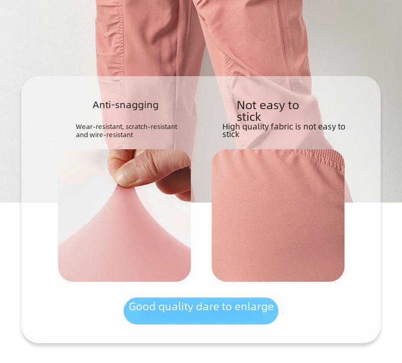 Women's Quick-Dry Pleated Sports Pants - Summer Running, Fitness, Casual Straight-Leg Design with Drawstring.