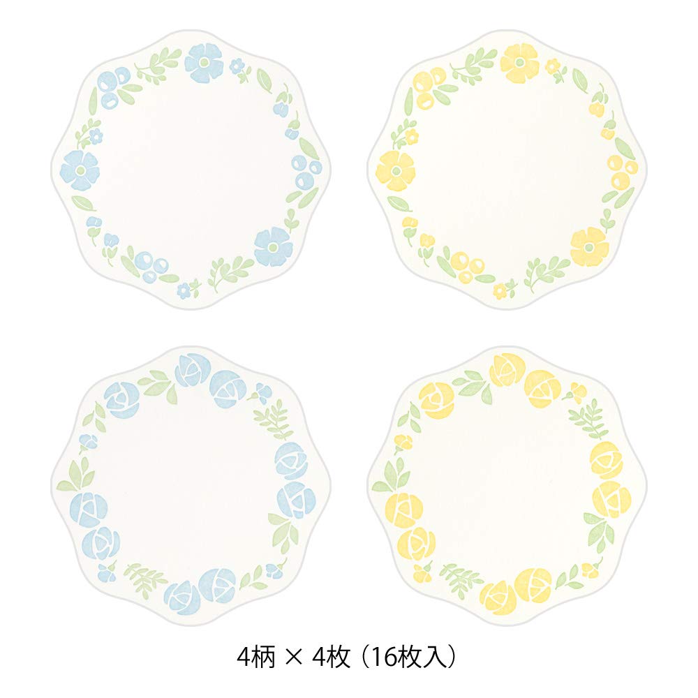 Midori Shikishi Message Card with 16 Pieces Floral Pattern 33258006