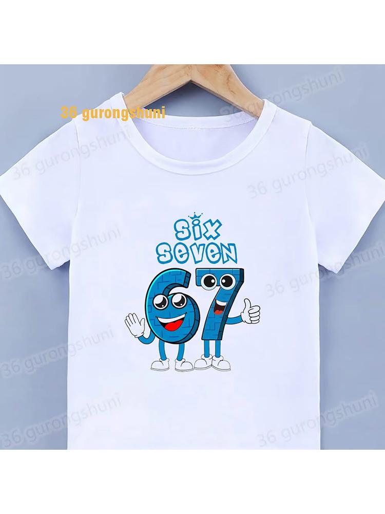 Kids Retro Cartoon SIX SEVEN 67 Graphic TShirt Soft Cotton Cute Wear for Boys Girlsdf0139