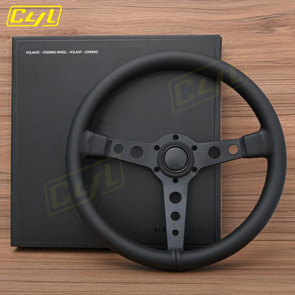 JDM Prototipo Style Black Edition Steering Wheel 14inch Leather Modified Sports Steering Wheel Car Accessories