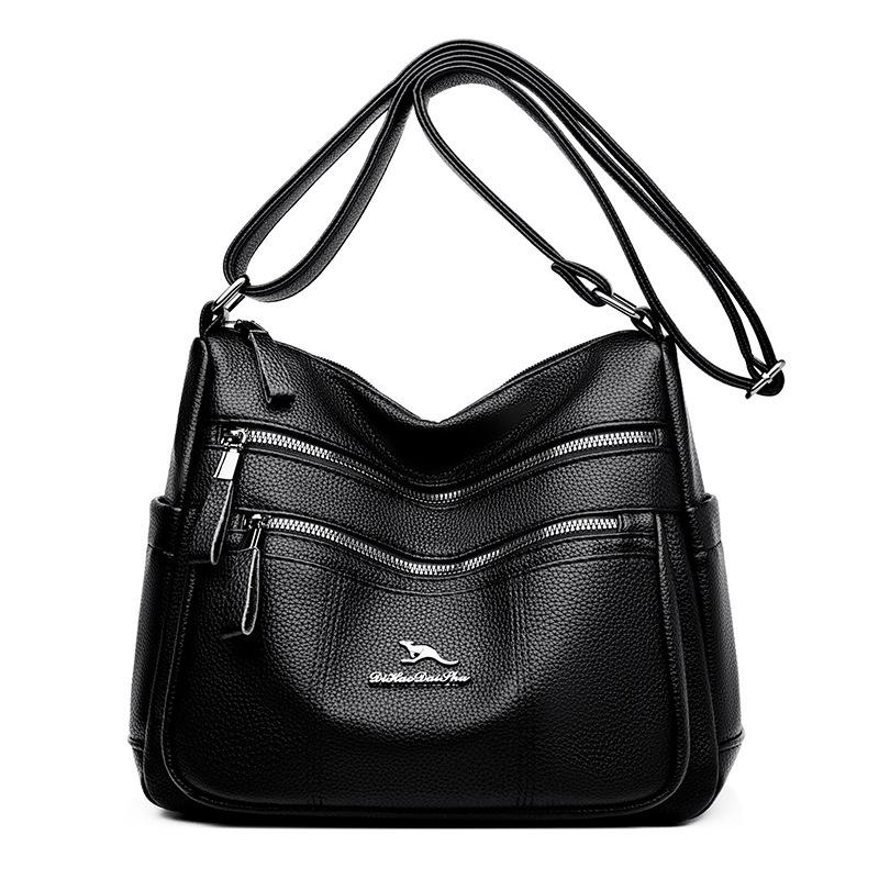 Soft Leather Women's Bag 2025 Simple High-end Fashion Mother Middle-aged Messenger Bag Niche Versatile Commuter Shoulder Bag