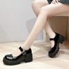 2024 новые летние туфли на толстом каблуке, женские туфли из японской кожи, униформа JK с черной шелковой платформой, туфли Мэри Джейн, одинарные туфли на высоком каблуке