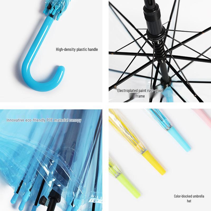 Самый продаваемый 8-спицевый японский прозрачный зонт с изогнутой ручкой - Идеально подходит для рисования, танцев и рекламного реквизита