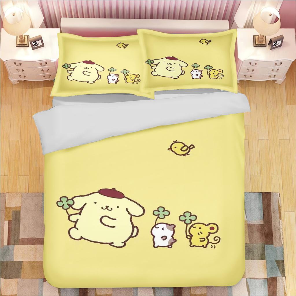 Мультяшное одеяло с помпонами Pompompurin, полиэстер, милый принт, мягкое постельное белье, на заказ, для дома, инопланетянин, детская спальня, одеяло, подарок для детей