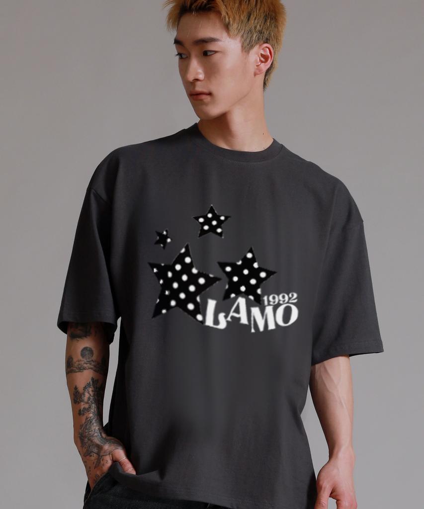 БОЛЬШЕ ВСЕГО НРАВИТСЯ Футболка оверсайз с коротким рукавом Pattern Star Lamo_Угольный