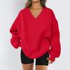 Women's Sweatshirt Sports Flannel  Sweatshirt Long Sleeve Top Casual V-Neck Sweatshirt