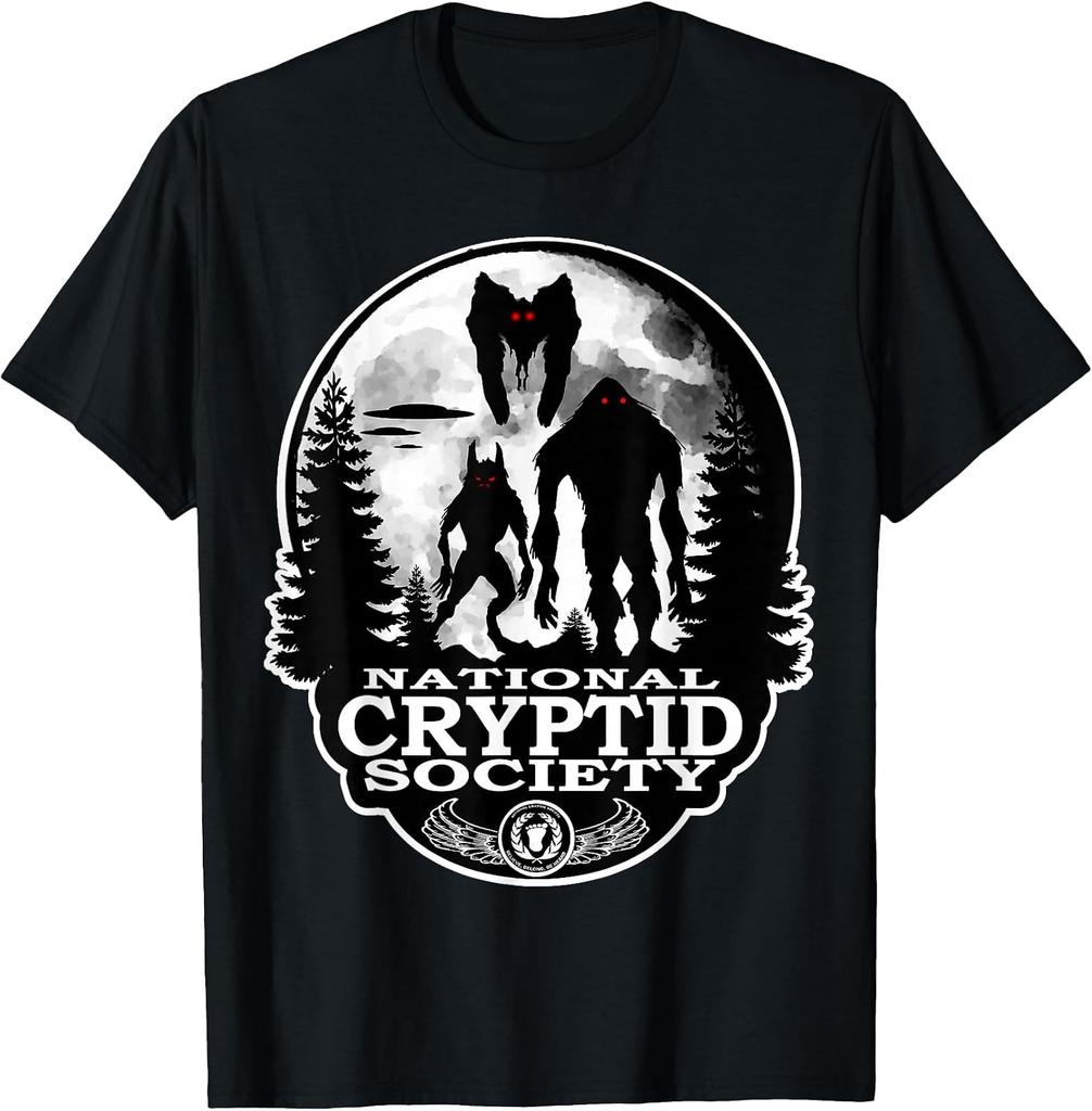 Cryptid Society Logo Tee: Bigfoot, Dogman, Mothman & UFO Design