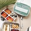 Easy-Clean Bento Container for Students & Office Workers LeakProof Stainless Steel Lunch Box with 4 Compartments - Durable