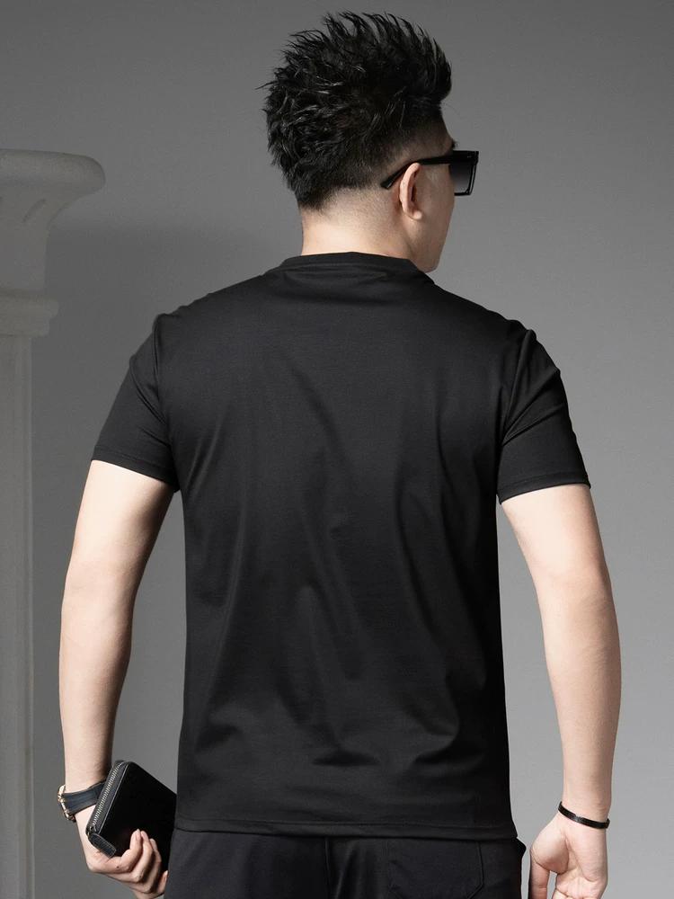 European-Style Men's High-End Letter-Print Short-Sleeve T-Shirt 2025 New Summer Trendy Casual Top Men's Half-Sleeve