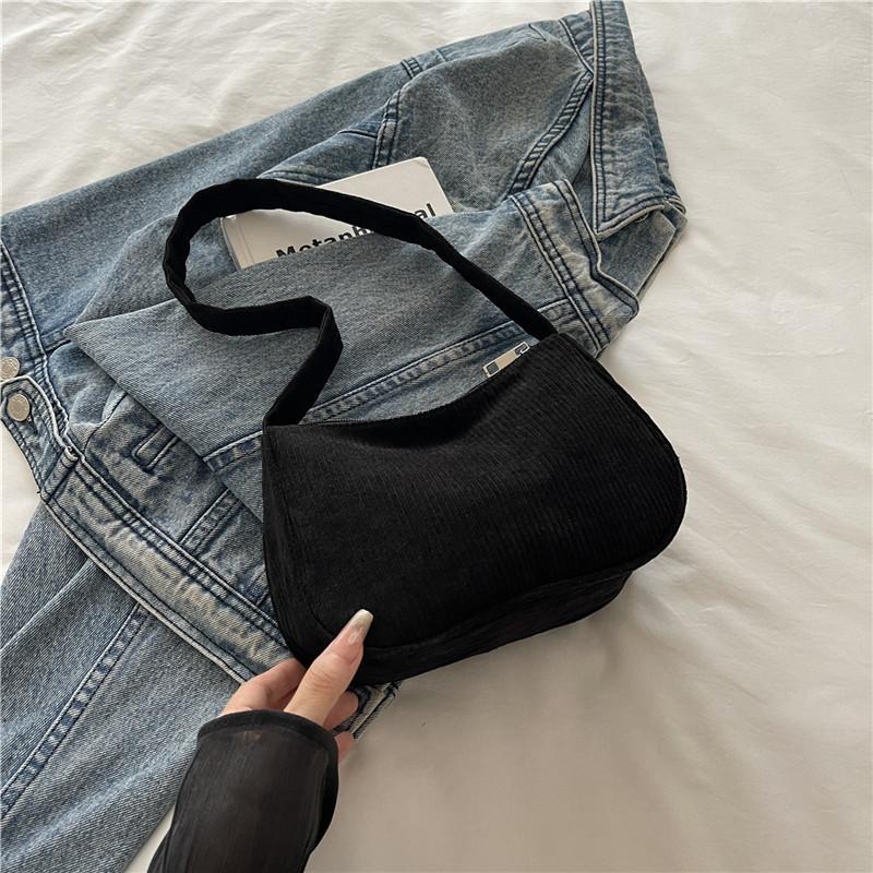 Women S Corduroy Baguette Bag Casual Solid Color Shoulder Handbag