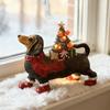 Dachshund Christmas Decor Resin Dog Figurine with Scarf Boots Lighted Blow Mold Xmas Tree Holiday Ornament