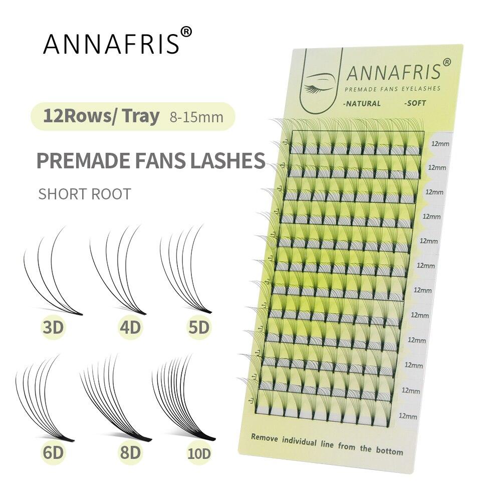 ANNAFRIS Готовые русские объемные веерные ресницы на короткой ножке 5D из искусственной норки, готовые наращивание ресниц