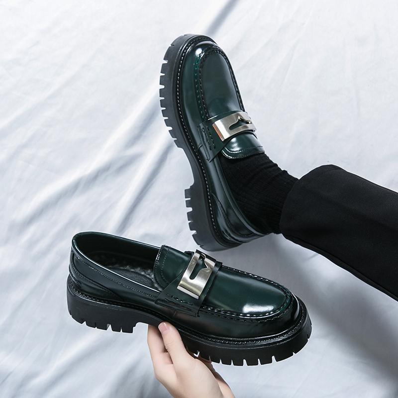 New Men Fashion Derby Shoes Luxury Fashion Thick Bottom Big Head Leather Shoes European Versatile Social Shoes Men Sizes 38-44