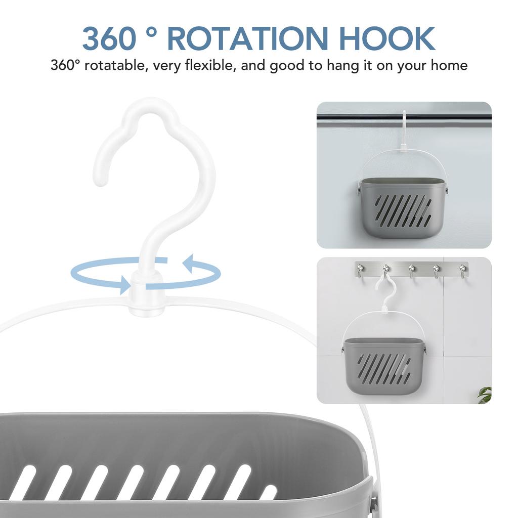 Hanging Storage Basket with Hook Plastic Waterproof Rustproof Scratch Resistant Organize Kitchen Bathroom Essentials